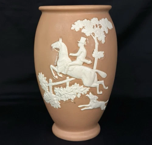 WELLER POTTERY CHASE 8" VASE IN A RARE COLOR....MINT & SIGNED! SUPER CLEAN!