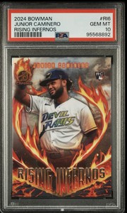2024 Bowman Junior Caminero RC Chrome Rising Infernos PSA 10 #RI-6 Rays