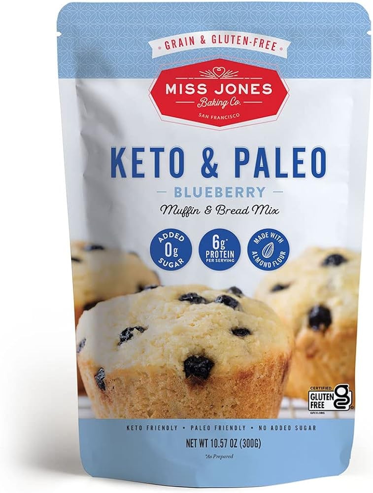 (Free Duty Tax) Miss Jones Baking Keto Blueberry Muffin Mix - Gluten Free, L