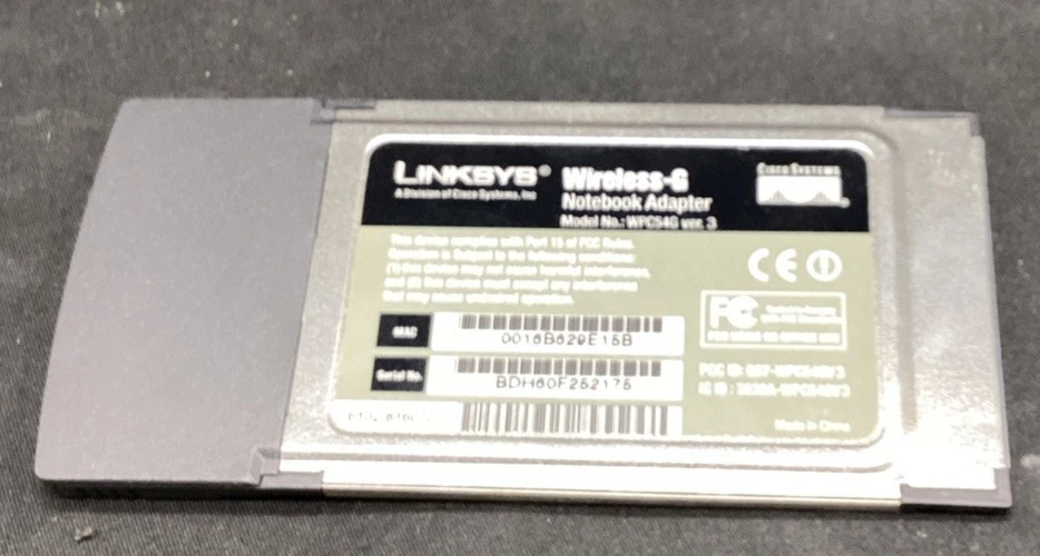 Adaptador Notebook Linksys Wireless-G 2.4GHz PCMCIA WPC54G v2 802.11g, se envía gratis Foto 2 de 3