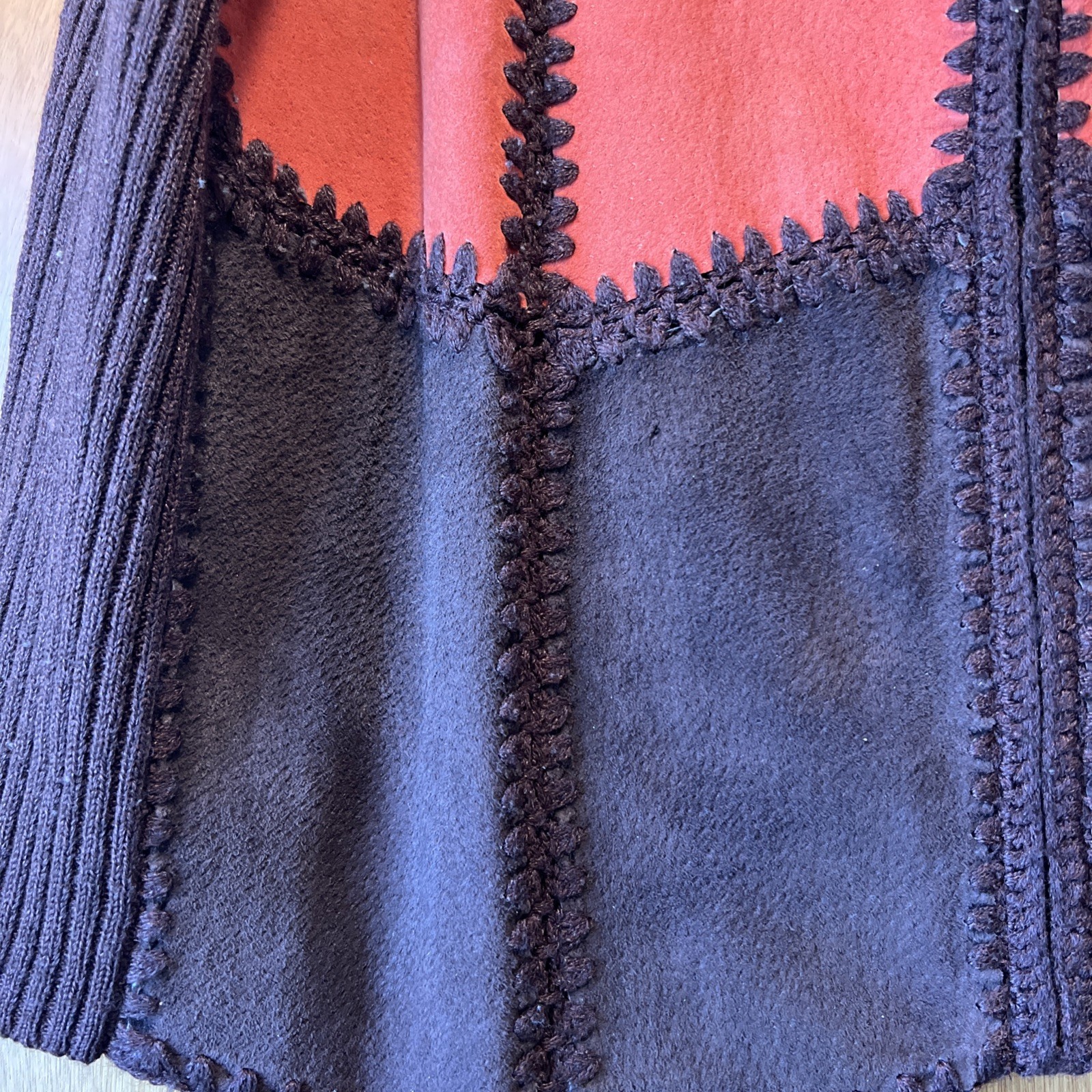 Studio Works Suede Black Brown Patchwork Sweater … - image 6