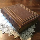Antique 19th c. Small Leather Civil War Era Photo Album - 2 Union Soldiers CDVs