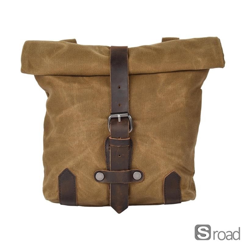 Oil Wax Canvas Motorcycle Saddle Bag Waterproof Vintage For E-bike Scooter Bike