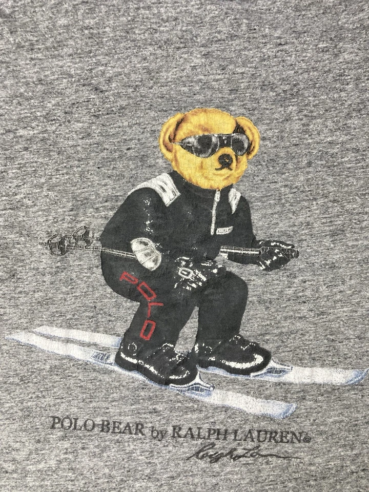 Polo Ralph Lauren Ski Bear Camiseta Gráfica Mujer Pequeña Gris Jaspeado Manga Corta Foto 2 de 4
