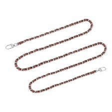 55" Purse Chain Strap with Buckles for Shoulder, Cross Body Dark Brown, Silver
