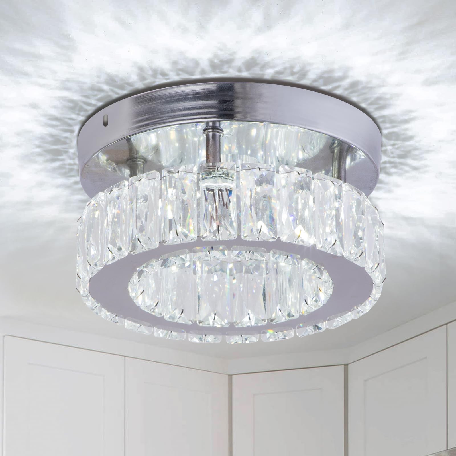 FRIXCHUR Lampadario Cristallo Moderno Piccolo Plafoniera LED Soffitto