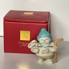 NIB Lenox Snowy Skater Boy Figurine Ice Hockey Skating Snowman (416)