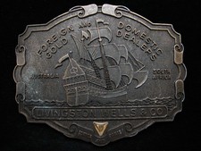 OI05102 VINTAGE 1970s  LIVINGSTON WELLS  CO. GOLD DEALERS  BRASSTONE BUCKLE