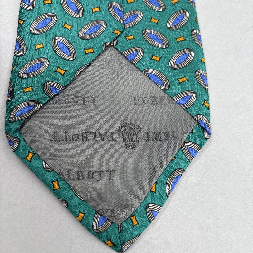 Corbata Robert Talbott Para Hombres Seda Patrón Geométrico Cosida a Mano Hecha en EE. UU. Clásica Nec Foto 3 de 4