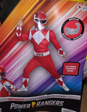 -Boy's Power Ranger Red Ranger Halloween Costume Outfit Size Medium 8-10