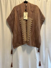 La Monarca Mexico Artisan Handmade Pantelho Poncho Huipil NWT One of a Kind