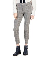 Tommy Hilfiger Women's Glen Plaid Straight Skinny Pants Gray Size 4 MSRP 90