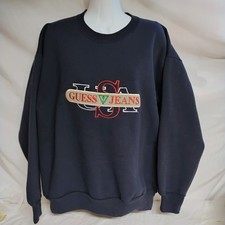 Vintage Guess Jeans USA Sweatshirt XL Made In USA Embroidered Logo Navy Unisex