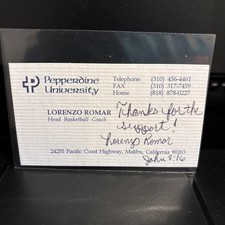 Lorenzo Romar Signed Business Card Pepperdine Basketball Autograph Auto