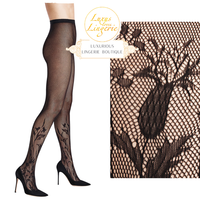 Wildflower Net Tights By Wolford M Black Schwarz Blumen Netz Design Transparent