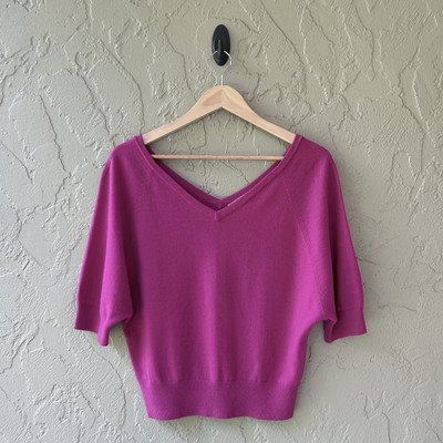 Michael Kors Women's Medium Pink 100% Cashmere Short Sleeve Pullover Sweater Top