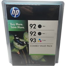 Genuine HP 92 93 Black Tri-Color Combo Value Pack 3 Ink Cartridges Exp 2013