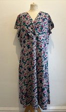 Seasalt Chapelle Dress UK Size 20 Floral Wrap Jersey Short Sleeve Multi Coloured