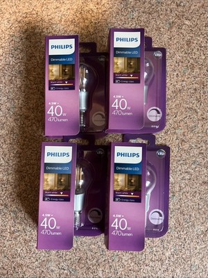 4x Philips LED Tropfen E14 4,5W = 40W warmweiß dimmbar EEK:F (Spektrum A-G)