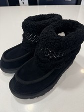 UGG Women  s Mini UGGbraid Boots In Black Suede Size 6 US MSRP 170