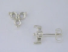 Round Three Stone Cluster Earring Setting Sterling Silver
