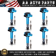 6 Ignition Coils Blue & 6 Platinum Spark Plugs for Honda Pilot 2003-2008 3.5L