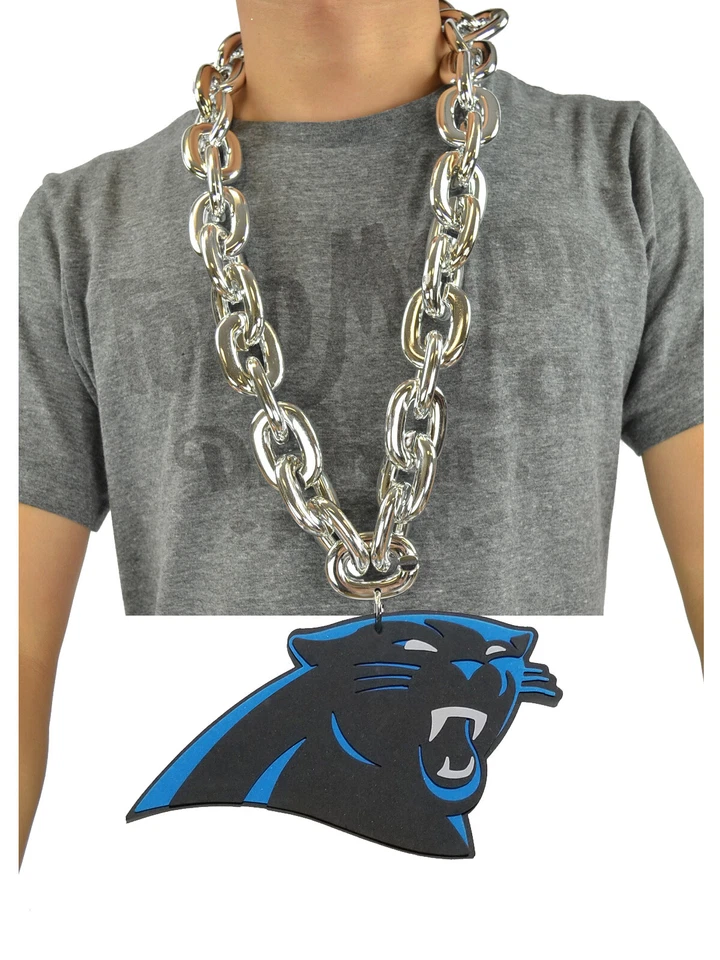 New NFL Carolina Panthers BLUE Fan Chain Necklace Foam - Image 4 of 4