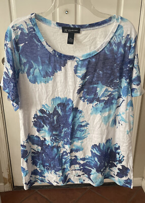 INC  Goddess Blue Sun & Sea Floral Top Size 2X 427