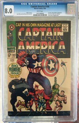 Captain America #100 (1968) CGC 8.0 -- White pages; 1st