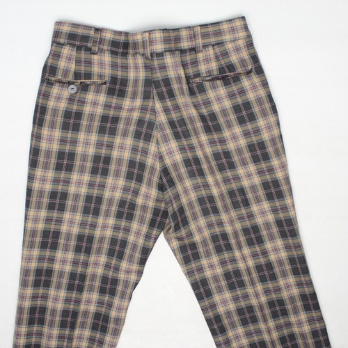 VTG Sears Odd Trousers Mens 36x29 Gray Beige Maroon Plaid Wool Blend - Picture 2 of 9