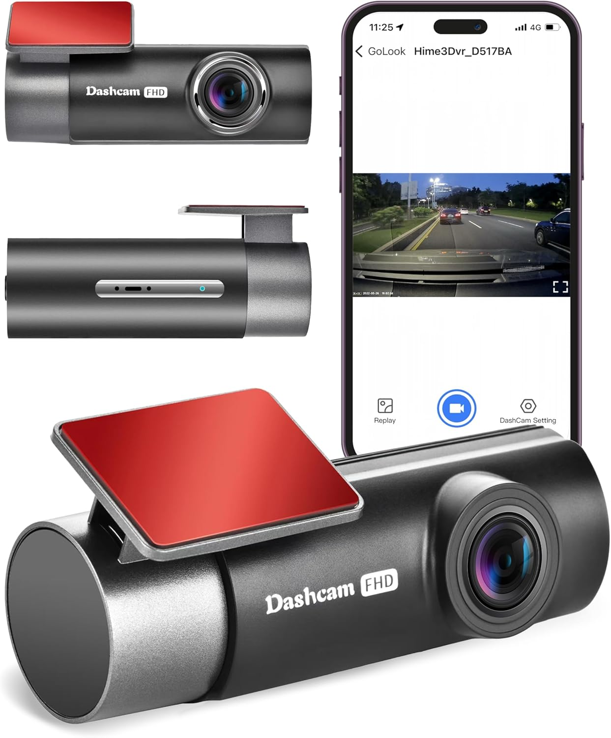 1080P Wifi Dash Cam for Cars with Dual Front Cameras and Night Vision