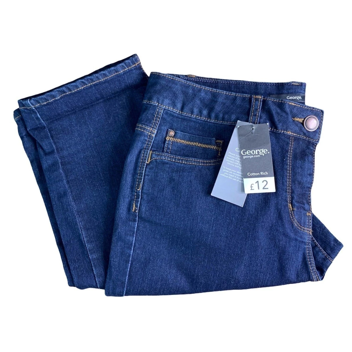 George Denim Cropped Jeans Plus Size 14 NWT Dark Wash 24