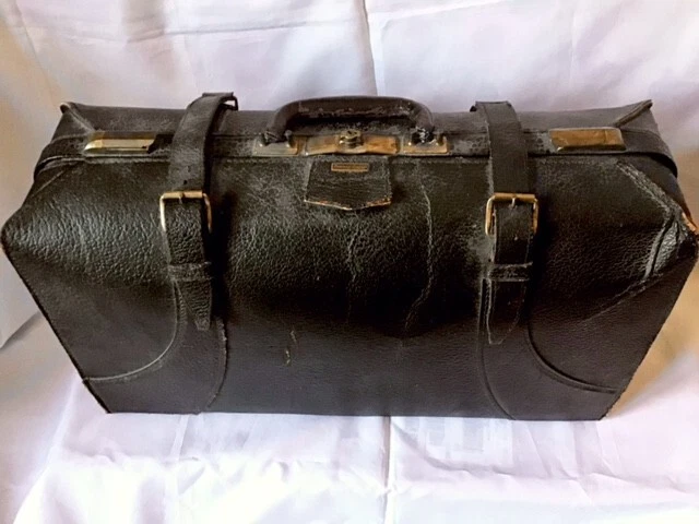 RARE Large Vintage 1920s-40s Dominion Luggage Leather Travel Case Chest