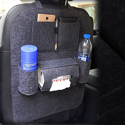 Seat Back Car Organizer Woolen Felt Kick Protectors for Kids - Picture 2 of 3