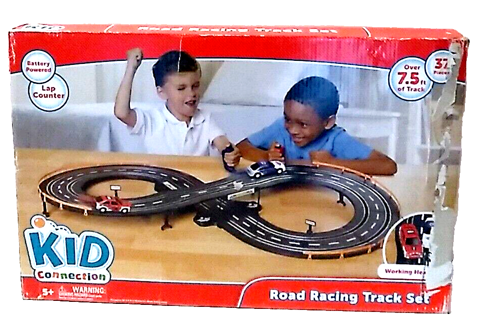 Battery-Powered 37-Piece Road Racing Track Set for Kids with Race Car Toys