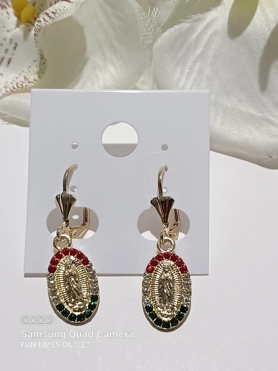 Gold Plated Earrings Our Lady Of Guadalupe Aretes Virgen Guadalupe