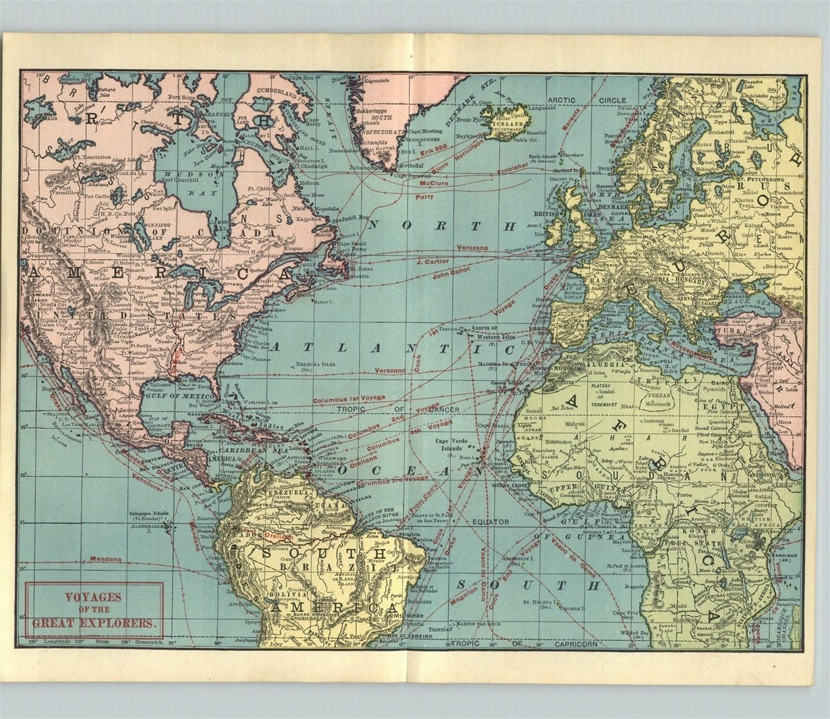 1905 Print American History United States World Map Great