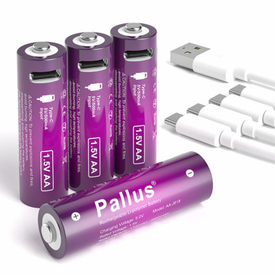 4er 1,5v USB Wiederaufladbare Lithium AA Batterien AA Akku mit USB-C Ladekabel