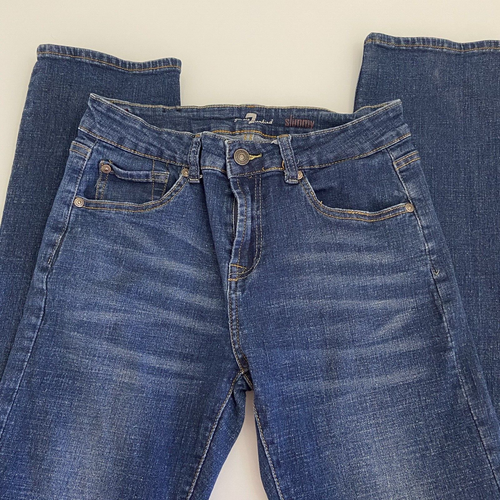 7 For All Mankind Girl's Slimmy Jeans Size 16 Medium Wash Mid Rise Junior Denim