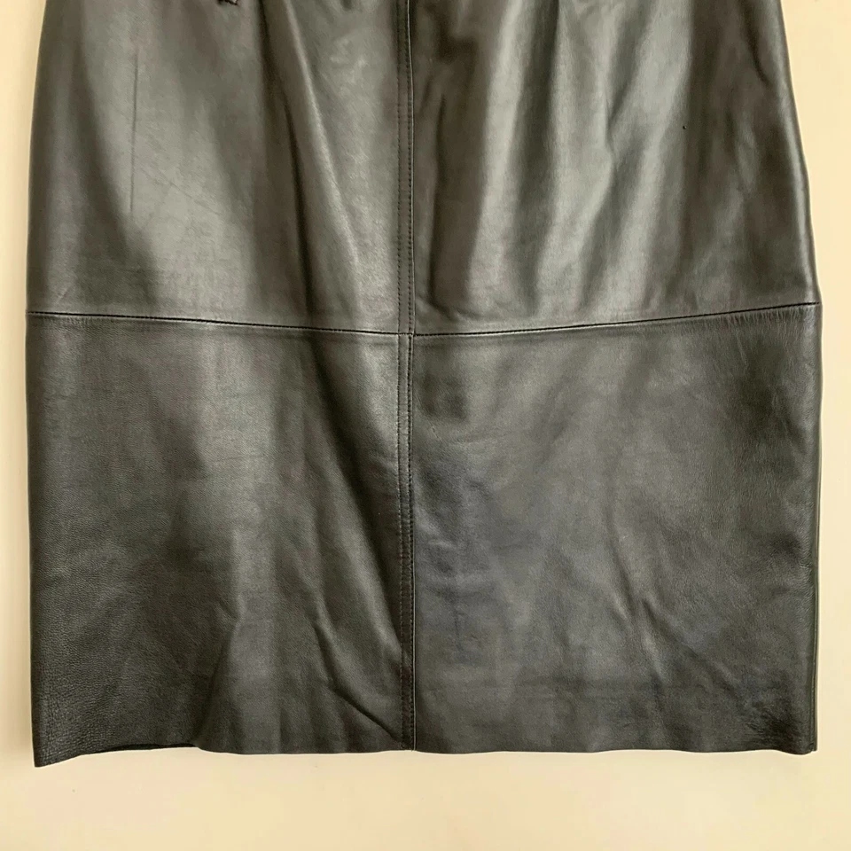 Falda para mujer Philippe Adec de cuero negra con cremallera y bolsillo forrada talla 10 Foto 4 de 4