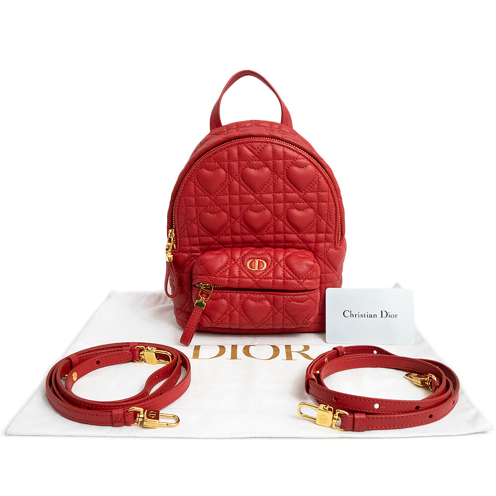 ○Christian Dior Cannage Heart 3Way Mini Rucksack Daypack Backpack