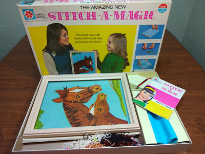 Vintage MB Stitch A Magic Craft Embroidery Set 1973 Junior Set Horse Picture New