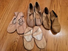 4 pairs Girls Ballet Shoes Tap Jazz Tan Pink Rose 3M 4.5M 5M 5.5M Strap Danshuz