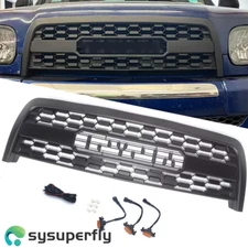 Grille For Tundra 2003-2006 With 3 LEDs Matte Black Honeycomb Front Bumper Grill