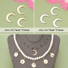 2pcs Gold/Silver Tone Moon Charm,Gold Plated Brass Moon Pendant Connector