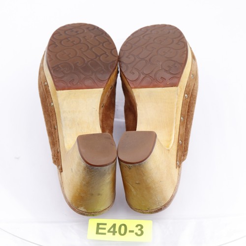 UGG Women's Abbie Mule Size 8 Wood Heel Clog Shearling Sherpa Shoe Brown Suede - Picture 10 of 12
