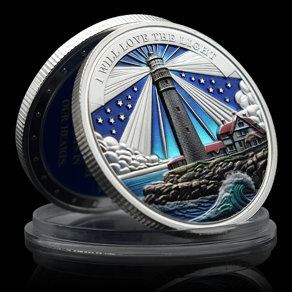 Lighthouse Silver Plated Coin Light of Our Hearts Shows Me The Way Collect Medal - Picture 1 of 14
