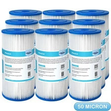 9 Pack 50 Micron 10"x4.5" Whole House Pleated Sediment Water Filter for Big Blue