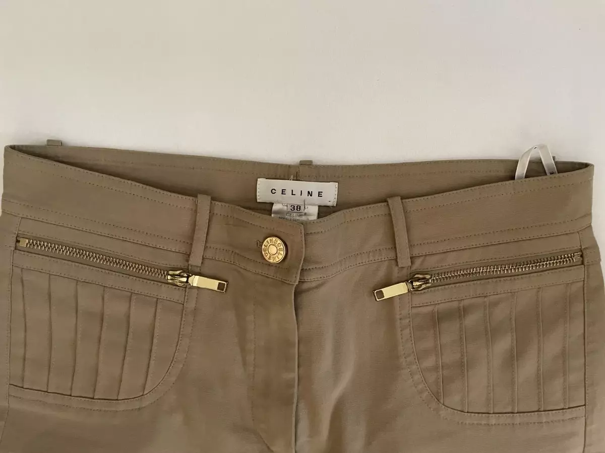 celine trousers women size 38 beige celine pants stretchy size 38 (B021)