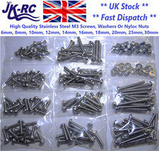 Choice Of Stainless Steel Screws/Bolts/Nyloc Nuts/Washers Packs Various Sizes RC